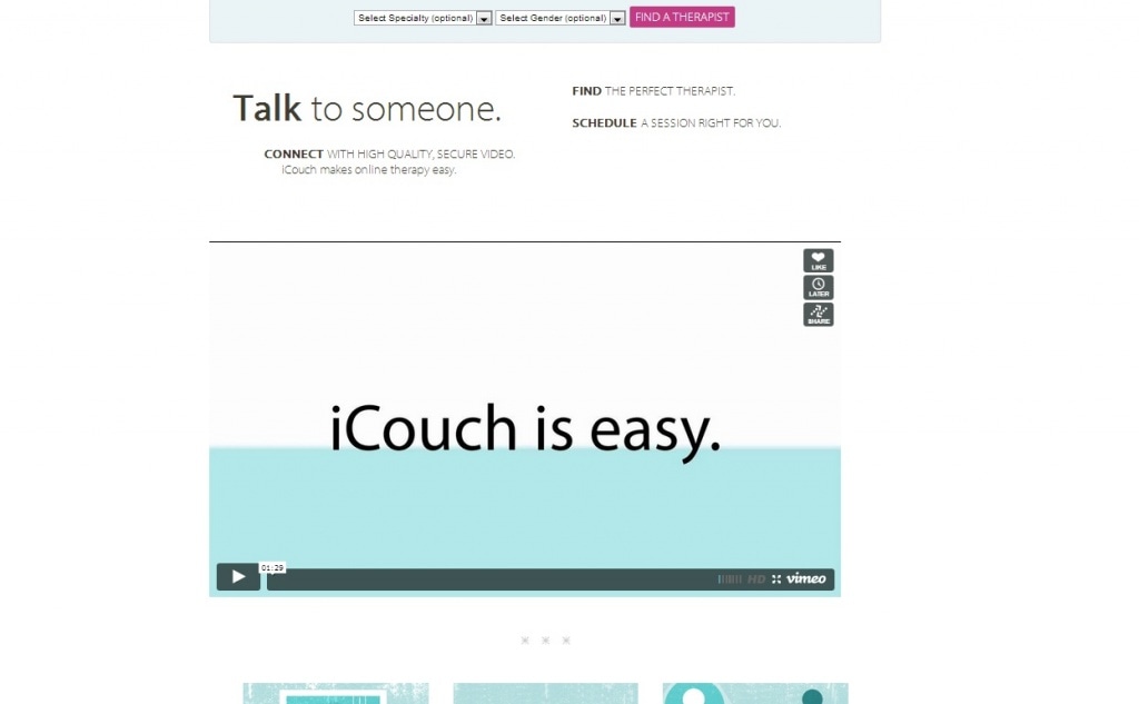 Фрагмент интерфейса сайта iCouch