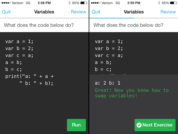 Интерфейс приложения Codecademy