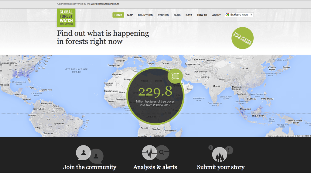Фрагмент интерфейса сайта Global Forest Watch