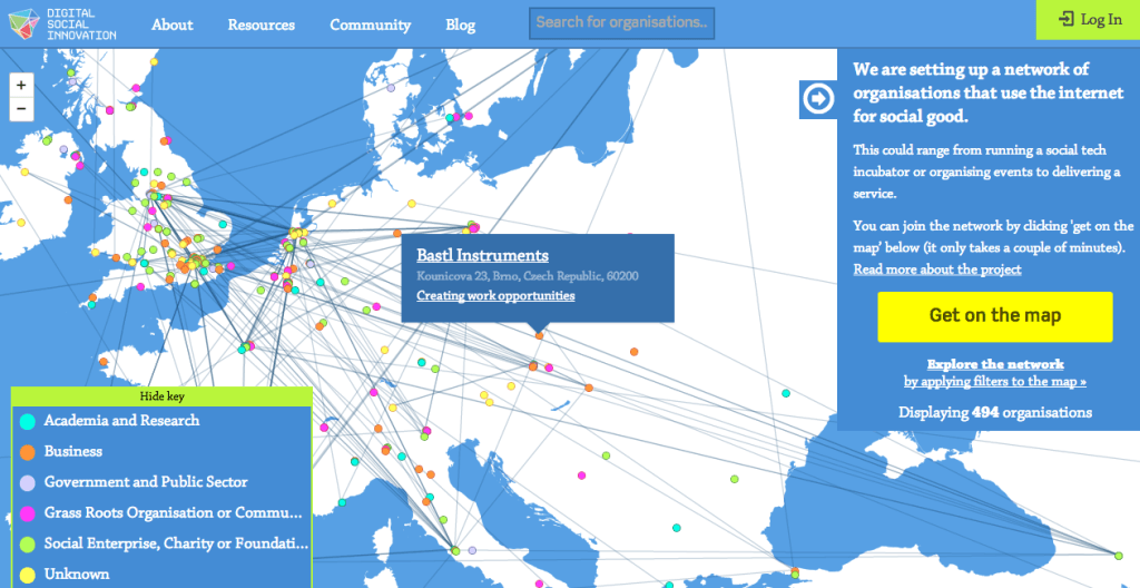 Фрагмент интерфейса сайта Digital Social Innovation.