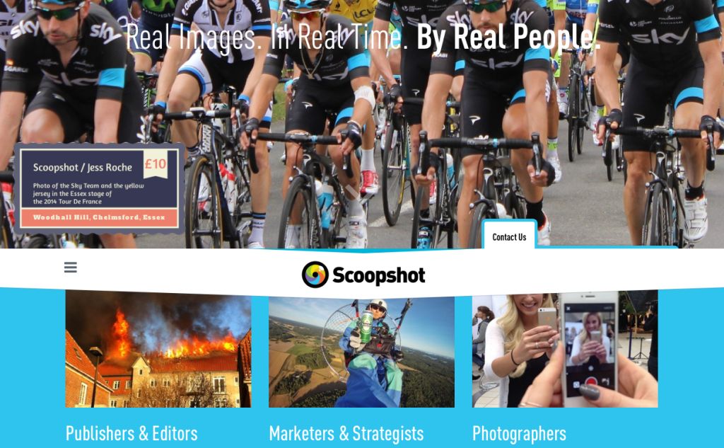 Фрагмент интерфейса сайта Scoopshot.