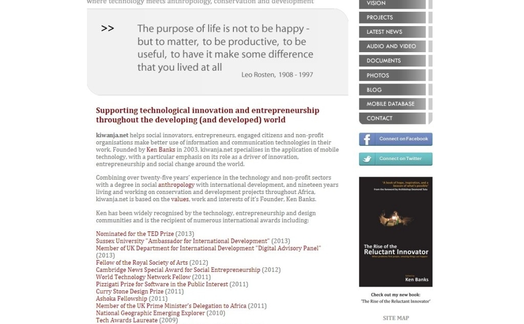 Фрагмент интерфейса сайта kiwanja.net