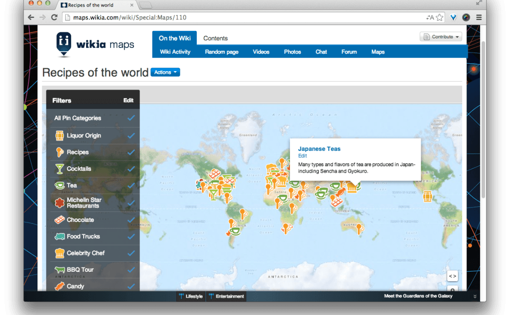 Фрагмент интерфейса сайта Wikia Maps.