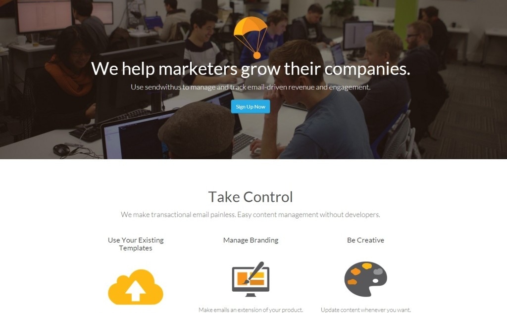 Фрагмент интерфейса сайта sendwithus