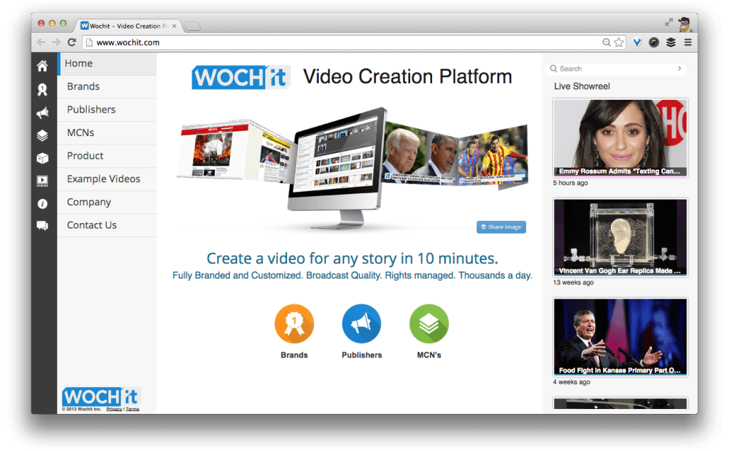 Фрагмент интерфейса сайта Wochit.