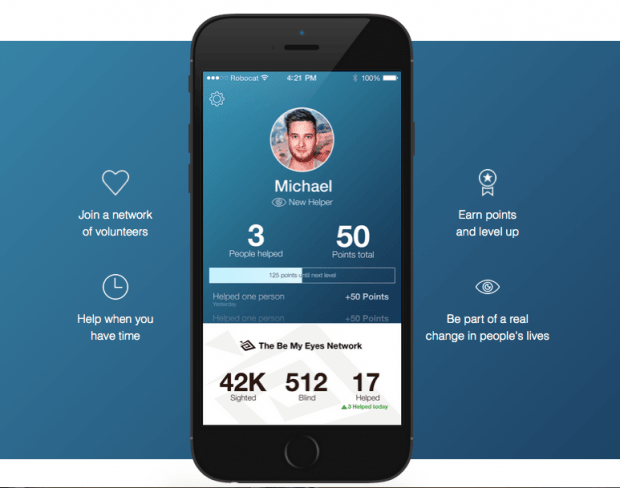 Фрагмент сайта Be My Eyes.