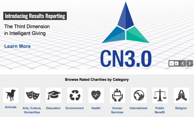 Фрагмент сайта Charity Navigator.