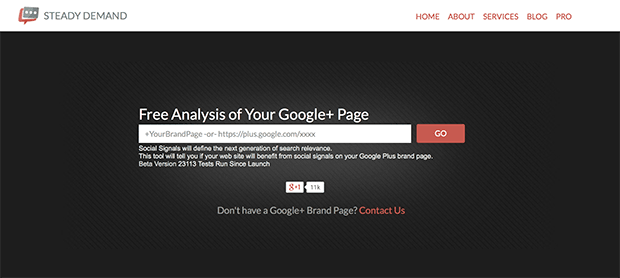 Изображение: steadydemand.com/Google-Plus-Brand-Audit-Tool.php
