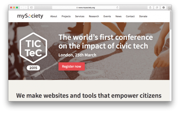 Фрагмент сайта MySociety.