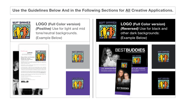 Фрагмент руководства по фирменному стилю «Best Buddies»