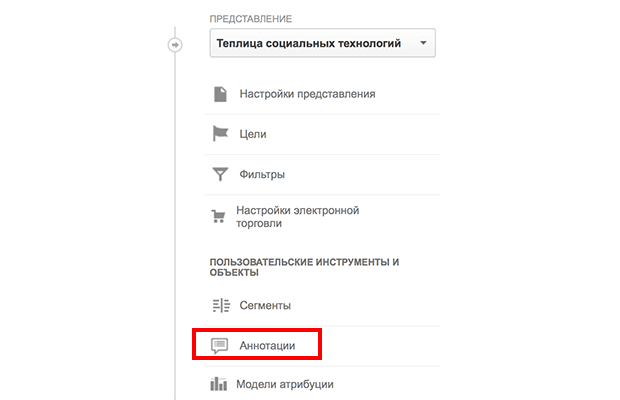 Выбор аннотаций в панели администратора.