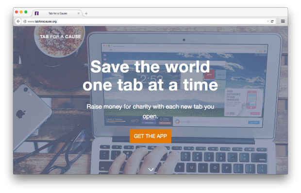 Фрагмент сайта Tab for a Cause.