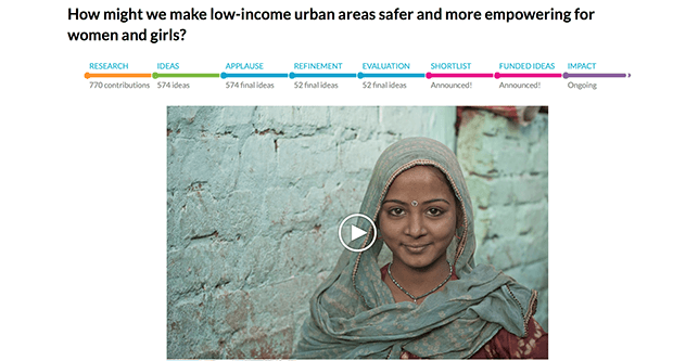 На первом этапе программы было предложено более 500 идей, решающих проблемы женщин в бедных районах. Изображение: openideo.com/challenge/womens-safety/brief.html 