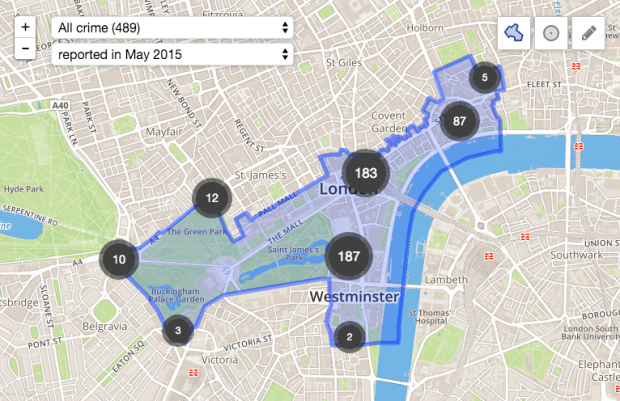 Фрагмент сайта Metropolitan Police Crime Map.