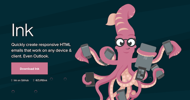 Ink by Zurb - веб-инструмент, позволяющий создавать адаптивные HTML-письма
