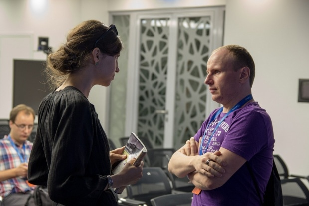 Дарья Бурлакова, Московский киноклуб документального кино им. Микоши "Окно в Россию. Связь времён", и Павел Кочунов, «Союз пациентов и пациентских организаций по редким заболеваниям» . Фото: Фёдор Корниенко