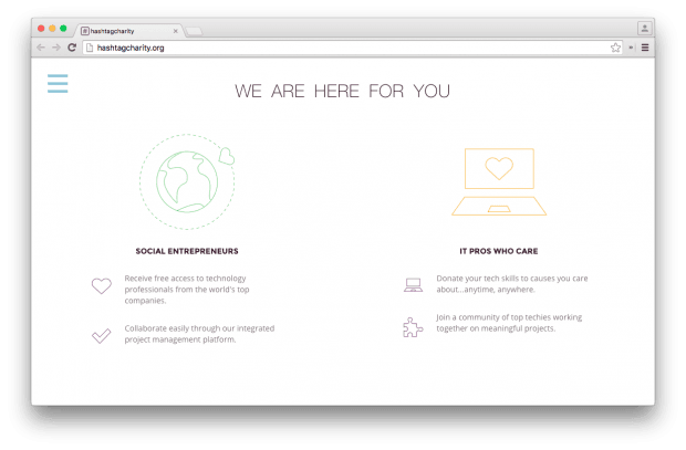 Фрагмент сайта HashtagCharity.