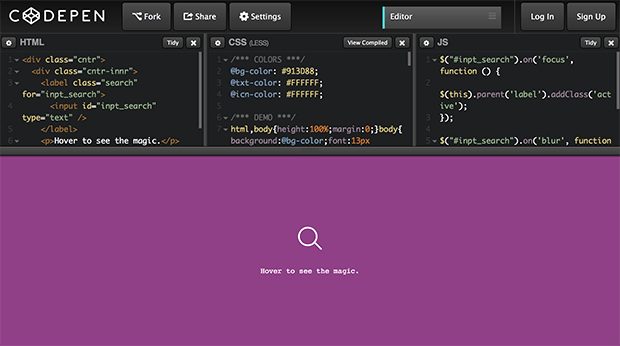 Анимированная кнопка поиска