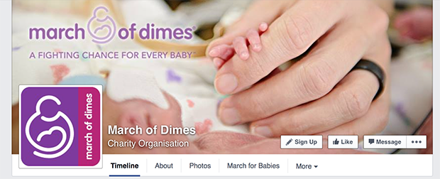 Facebook-страница организации March of Dimes. Изображение: facebook.com/marchofdimes