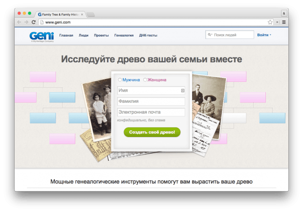 Geni.com – инструмент для создания генеалогического древа семьи