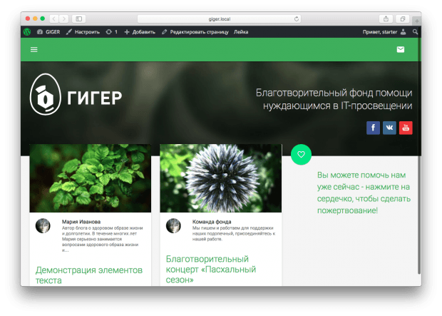 Теплица запустила «Гигер» – конструктор типового сайта НКО