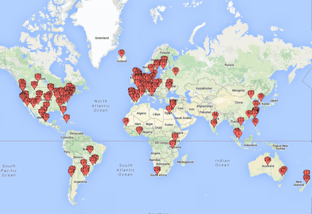 The location of civic hackers. Изображение: Stefan Baack
