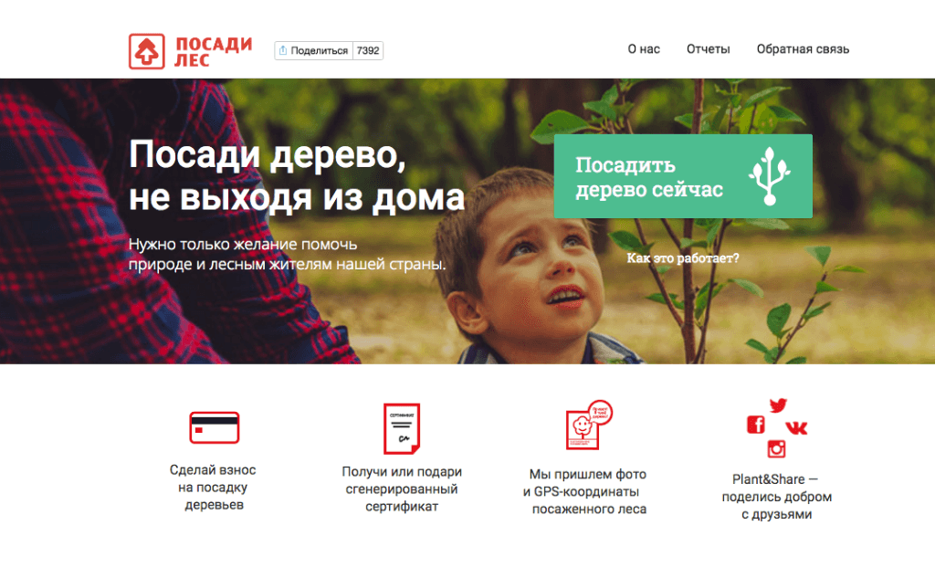 «Посади лес» – онлайн-сервис, который позволяет посадить дерево, не выходя из дома