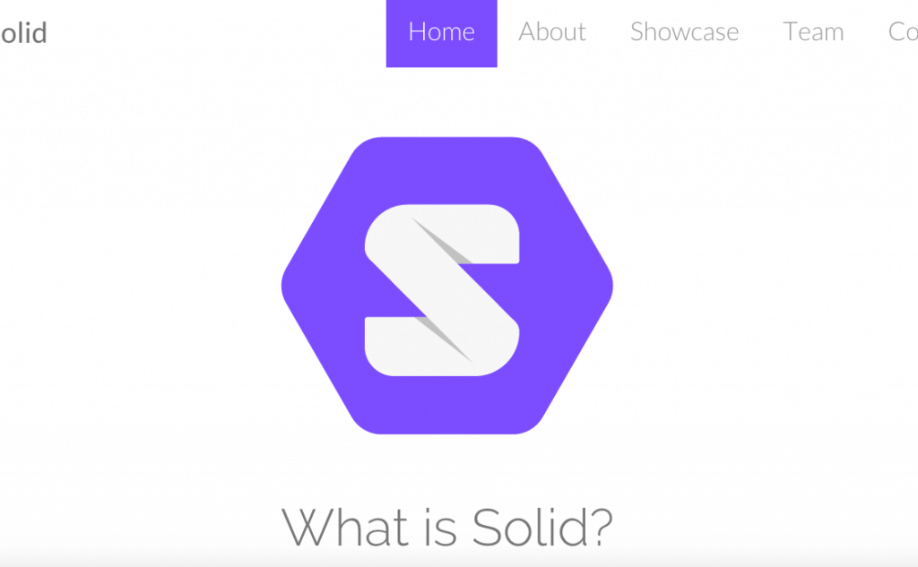 Проект Solid реализуется на основе существующих W3C-стандартов и должен стать основой для создания новых сервисов и приложений. Фото: фрагмент главной страницы сайта проекта Solid.
