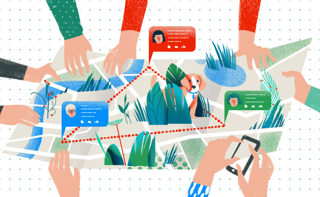 Истории тех, кто нашел питомцев с помощью соцсетей и записей камер. Автор иллюстрации: Наталья Ямщикова.