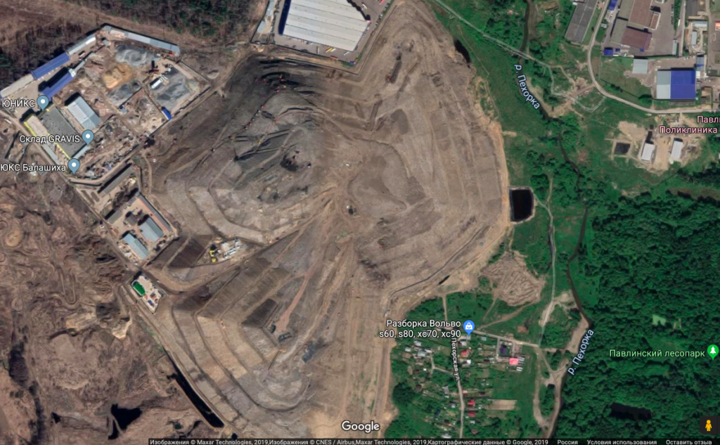 Так на спутниковых полочках Google Maps выглядит Кучинский полигон.