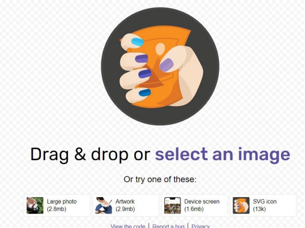 Squoosh — сервис Google для сжатия фотографий без потери качества. Скриншот экрана.