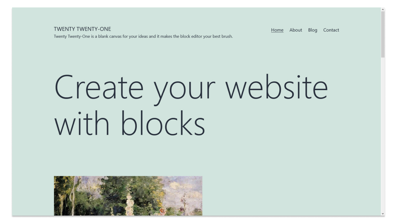 Изображение: главная страница сайта на теме Twenty Twenty-One