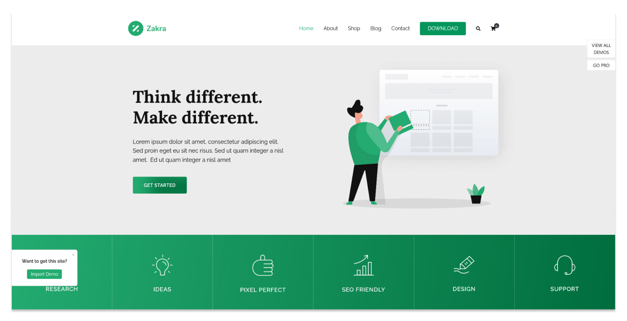 Изображение: скриншот демо-сайта на теме Zakra