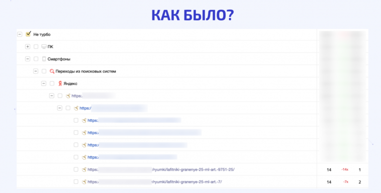 Здесь указано число переходов на не турбо-страницы.