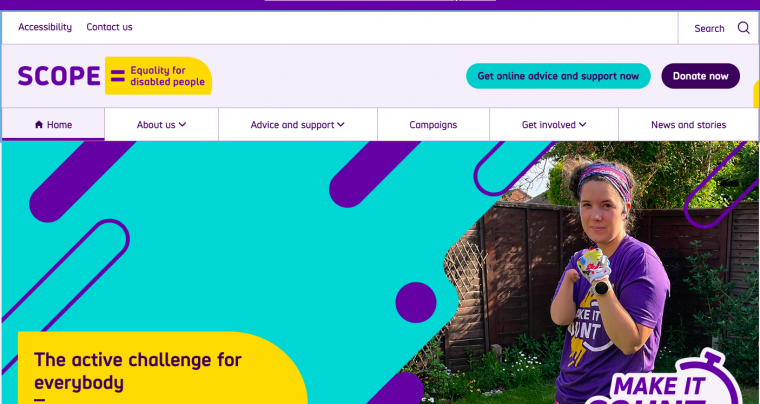 Скриншот: главная страница сайта благотворительной организации Scope.