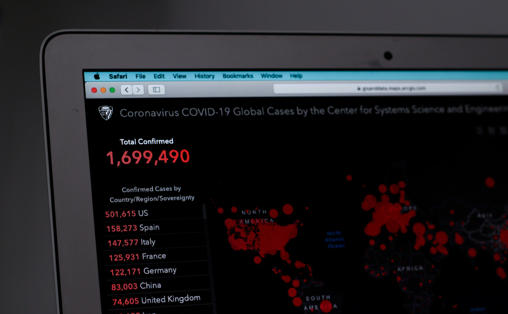 COVID-19 Dashboard on a computer screen by focusonmore.com.