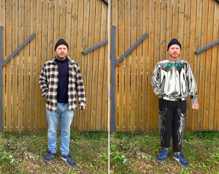 Пример того, как за 20 секунд можно примерить виртуальную одежду с помощью бота Texel.