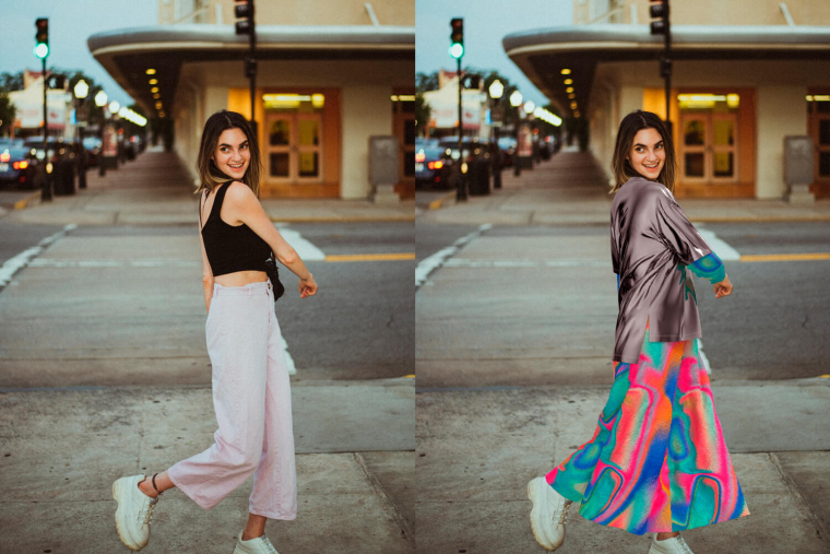 Пример, как можно примерить одежду на сайте Replicant.