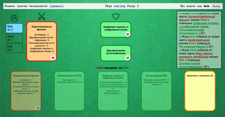 Первая версия игры «Ложное чувство безопасности» до редизайна.