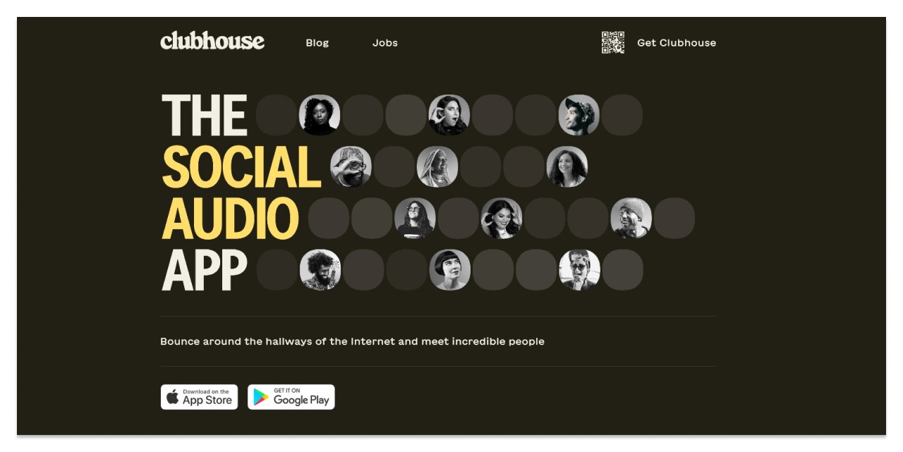 Скриншот сайта clubhouse.com. Бывший фаворит топа мобильных приложений