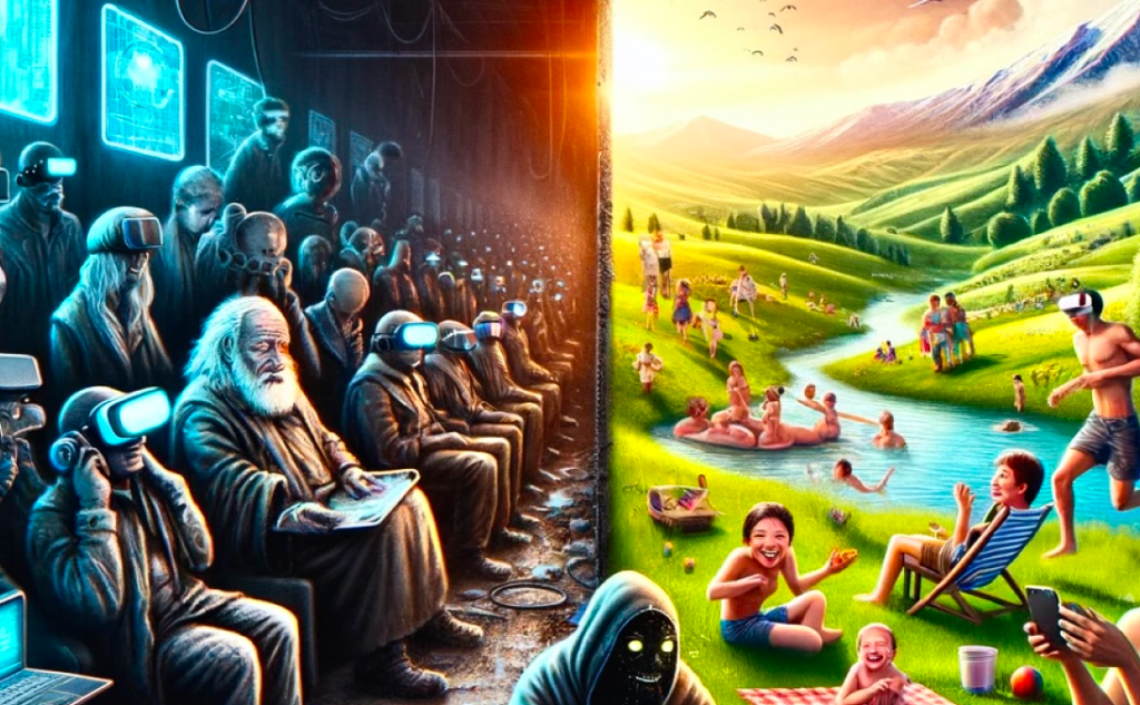 Два мира будущего: один мрачный и технологичный, другой солнечный и нетехнологичный