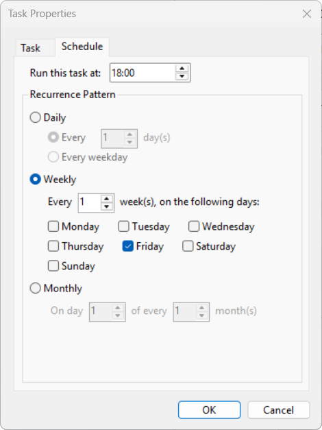 Настройка периодичности удалений