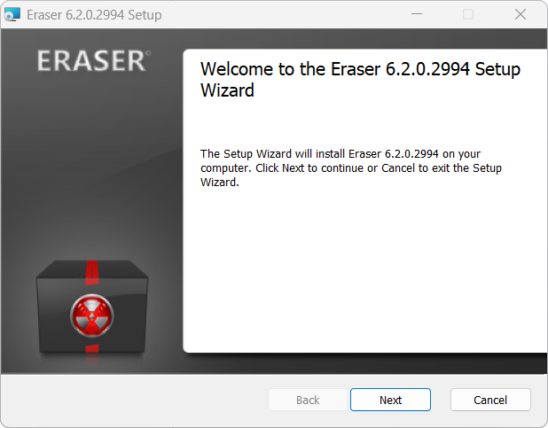 Мастер установки Eraser