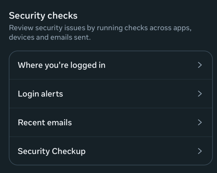 a screenshot of a security checkup