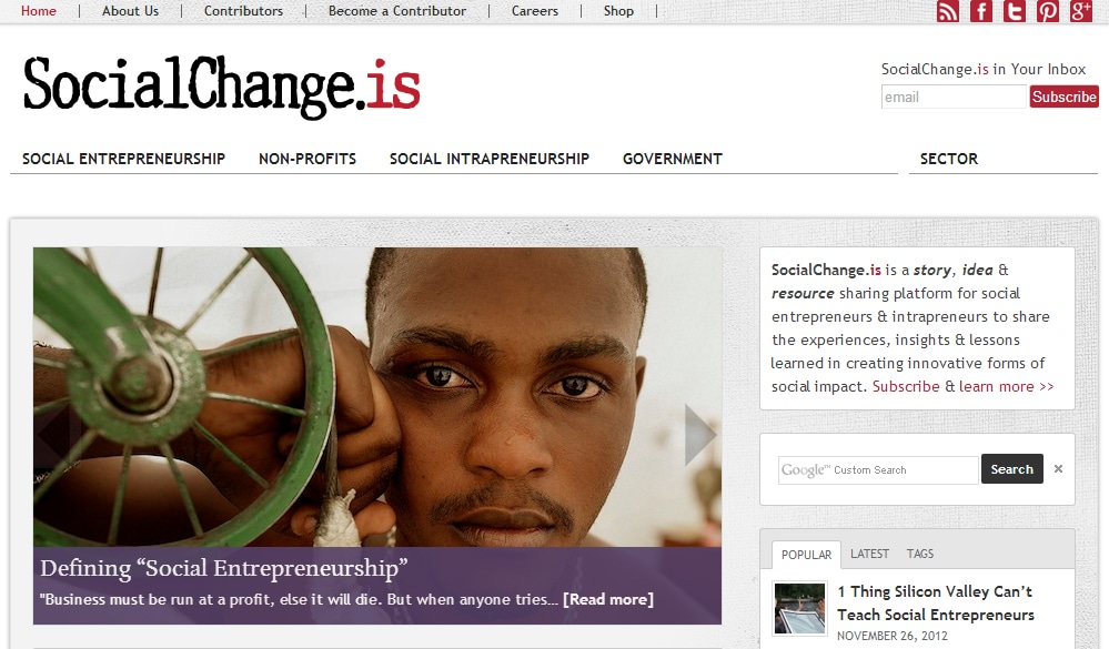 Фрагмент сайта SocialChange.is